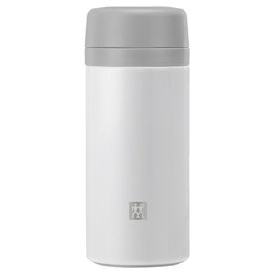 Garrafa Térmica Com Infusor 420ml Em Inox Cinza e Branco