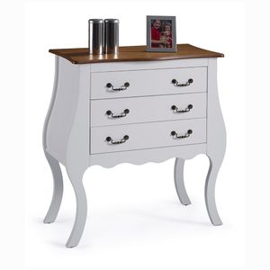 Cômoda Bombê Alta Antique 3 Gavetas 1023 Laca Branca