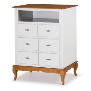 Cômoda Antique 6 Gavetas Nicho Laca Branca