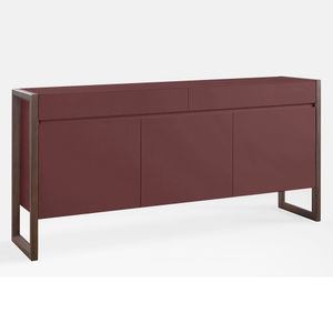 Buffet Quadro 3 Portas 2 Gavetas Largura 200cm Laca Tabaco