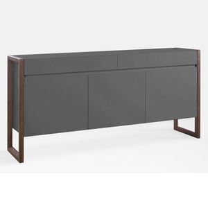 Buffet Quadro 3 Portas 2 Gavetas Largura 160cm Laca Grafite