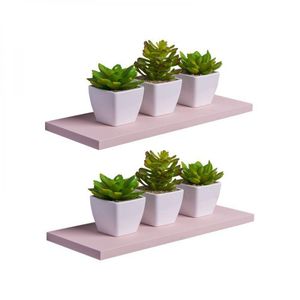 Kit 2 Prateleiras 30 X 10cm Rosa Claro Suporte Invisível