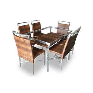 Conjunto de Mesa Fibra Sintética Marrocos 6 Cadeiras