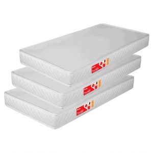Kit 3 Colchões para Mini Cama Liso 148x68x12 Cm D20 Branco