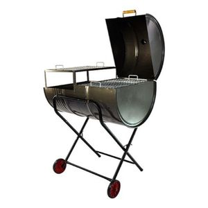 Churrasqueira Meio Bafo Meio Grill 200l Grelha,suporte Rodas