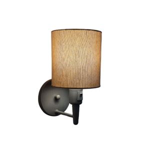 Arandela Cilíndrica Cinza Liga Desliga Cúpula Palha Bivolt