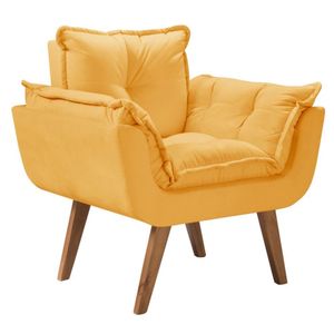 Poltrona Opala Base Palito Tecido Amarelo