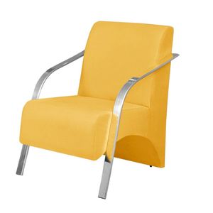 Poltrona Vênus 1 Lugar Braço Alumínio Tecido Amarelo
