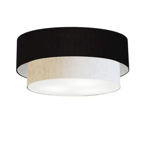 Plafon para Quarto Cilíndrico Cúpula Preto Linho Bege