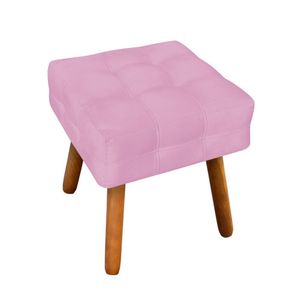 Puff Elisa Suede Rosa Bebê Pés Palito Castanho