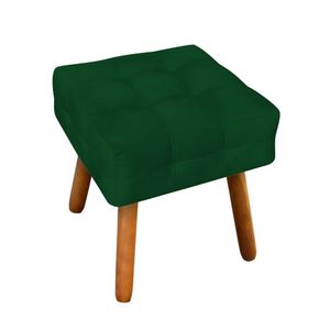 Puff Elisa Suede Verde Pés Palito Castanho