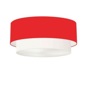 Plafon 60x50cm Cilíndrico Cúpula Vermelho Branco
