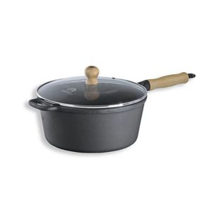 Caçarola Cabo Madeira Tampa Vidro 1,7 Litro 18cm