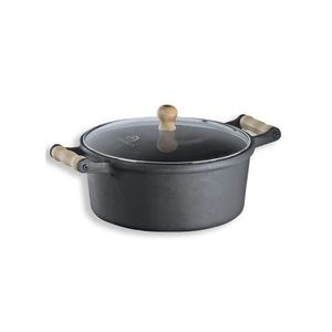 Caçarola Alça Madeira Tampa Vidro 3,2 Litros 22cm