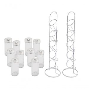 Kit Porta Condimento Com Suporte Vertical 10 Potes De Vidro