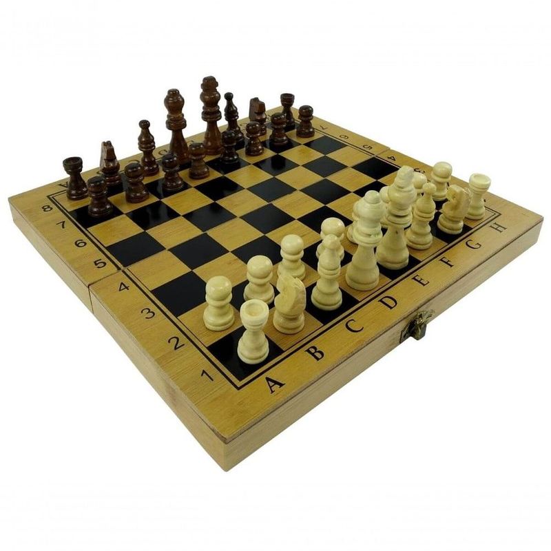 Jogos de mesa Xadrez e Damas 2 em 1 Madeira