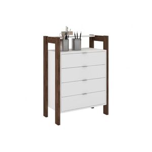 Gaveteiro P/ Escritório Az1012 C/ 4 Gavetas Branco/nogal - Tecno Mobili