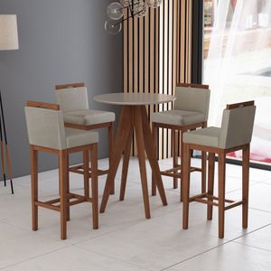Conjunto 4 Banquetas Baixa Em Madeira Maciça Libéria Ccs Interiores Pinhão