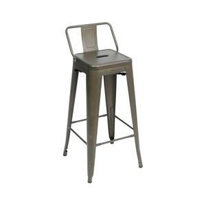 Banqueta Alta Com Encosto Industrial Em Aço Berlim Fratini Bronze