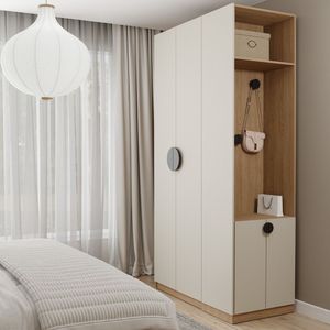 Conjunto Modulado Joy 2 Peças Nicho Com 2 Gavetas E Sapateira Cinza Sereno/Avena