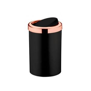 Lixeira Com Tampa Basculante Em Plástico 8L Future Preto E Rose Gold