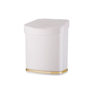 Lixeira Em Plástico Eleganza 2,5L Future Branco E Dourado