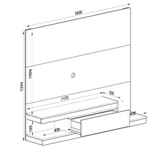 Painel Home de Tv com Gaveta 3 Prateleiras 134,4cm Branco