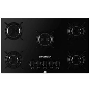 Cooktop Brastemp Ative! 5Q Vidro Preto Chama Rápida Bivolt