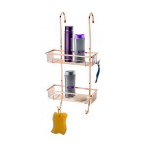 Suporte Para Shampoo De Box Com Ganchos Em Aço Carbono Perfezione Future Rose Gold
