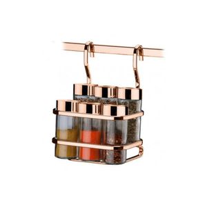 Suporte Para Condimentos De Parede Em Aço Carbono Bella Cucina Com 6 Potes 100Ml Future Rose Gold