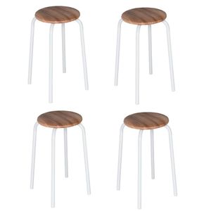 Kit 4 Banquetas Corino Espuma D12 48X33Cm Aço Expert Ciplafe Branco/Capuccino