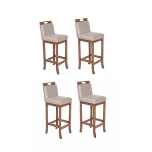 Kit 4 Banquetas Altas Em Madeira Maciça Florença Pinhão