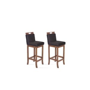 Kit 2 Banquetas Baixas Em Madeira Maciça Florença Pinhão/Preto