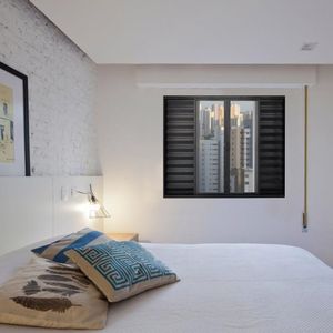 Janela De Alumínio Veneziana 120X120Cm 6 Folhas Rodam Portas Preto