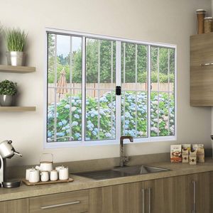 Janela De Alumínio De Correr 100X200Cm 4 Folhas Grade Branco