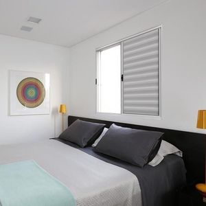 Janela De Alumínio Veneziana 100X100Cm 3 Folhas Branco