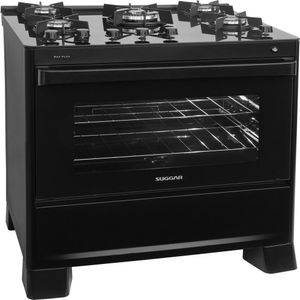 Fogão Mesa De Vidro 5 Queimadores Max Plus Suggar Preto