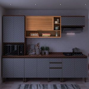Armário 120Cm 1 Porta Basculante Macadâmia Freijó