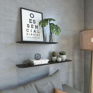 Prateleira 60X20Cm Madeira Maciça Slim Artemobili Preto Lavado