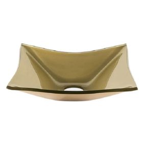 Cuba de Vidro Retangular 39cm Champanhe