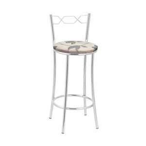 Kit 2 Banquetas Cromadas Assento Espuma D15 Treparoni Bege