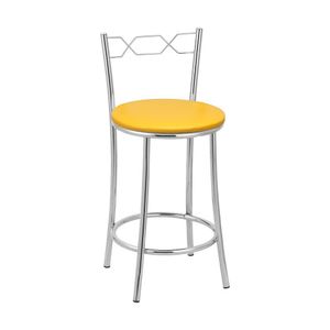Kit 2 Banquetas Cromadas Assento Espuma D15 Amarelo