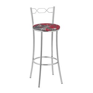 Kit 2 Banquetas Cromadas Espuma D15 Treparoni Vermelho