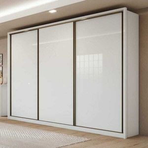 Guarda Roupa de Casal Spazio 3 Portas de Correr e 6 Gavetas Móveis Lopas Branco