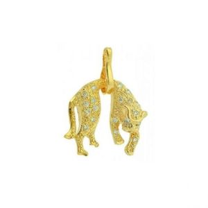 Pingente de Pantera Cravejado Banhado Ouro