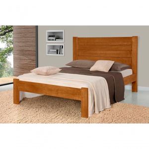 Cama de Casal Lara de Madeira Maciça Pinus Imbuia
