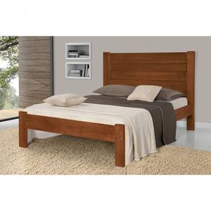 Cama de Casal Lara de Madeira Maciça Pinus Castanho