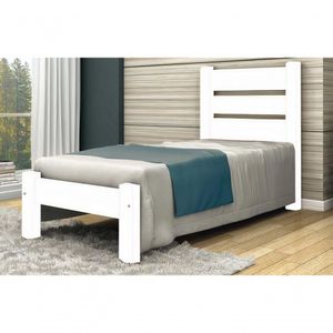Cama de Solteiro Berlim de Madeira Angelim Branco