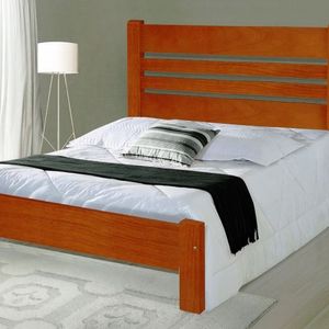 Cama de Casal Moscou de Madeira Maciça Angelim Mel