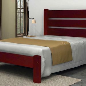 Cama Queen Size Berlim de Madeira Maciça Angelim Mogno